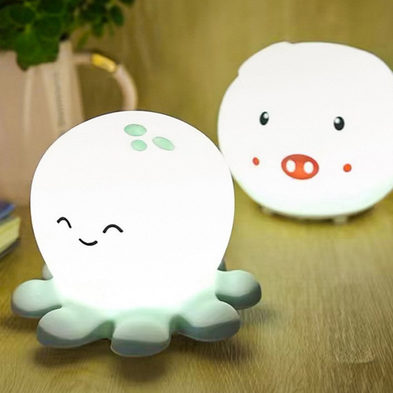 Animales de dibujos animados descomprimidos luces nocturnas transfronterizas de silicona luces de atmósfera interior dormitorio sensación avanzada cabezal de cama carga con dormido