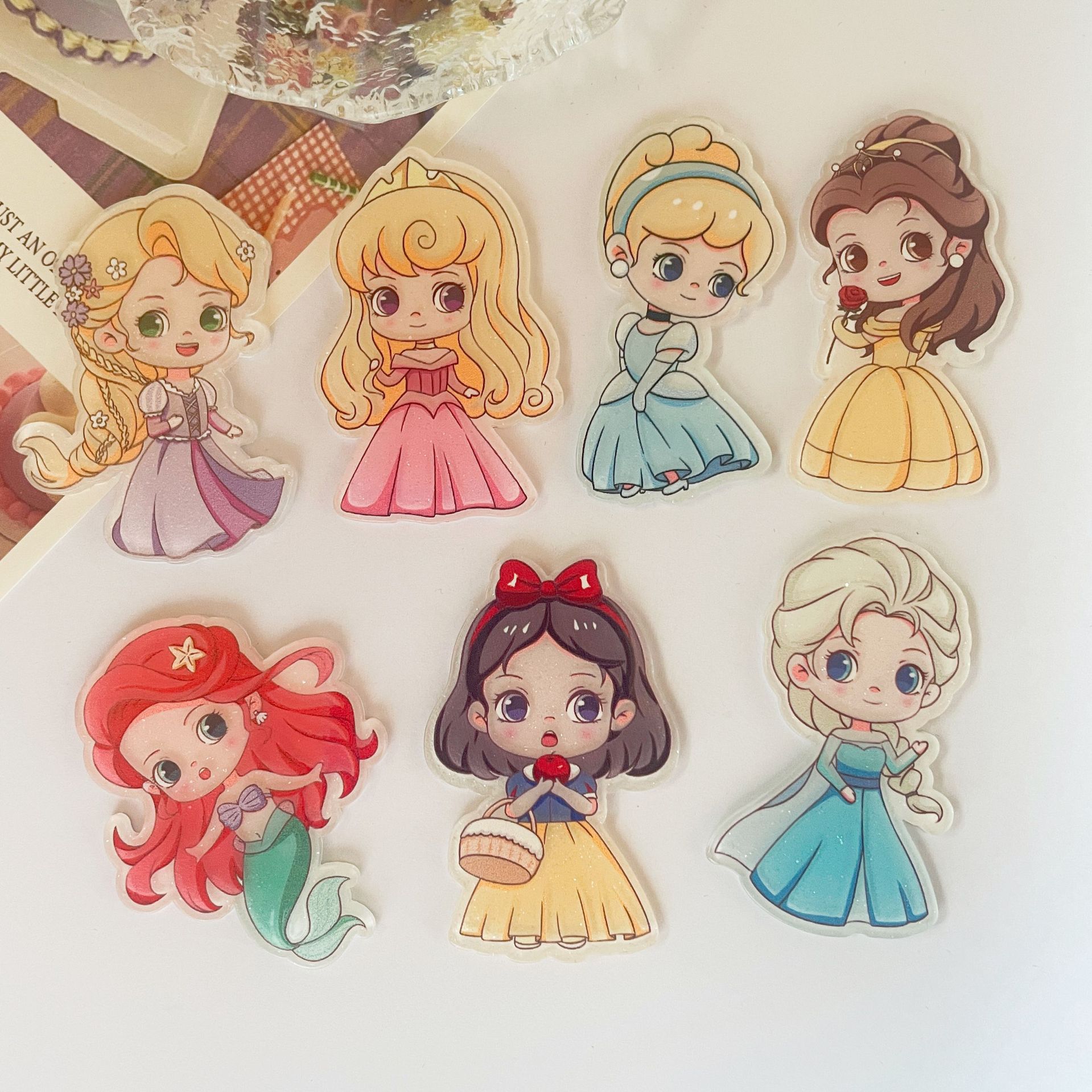 [대형] 새로운 만화 공주 소녀 하트 귀여운 헤어 클립 냉장고 DIY 보석 브로치 헤어 액세서리