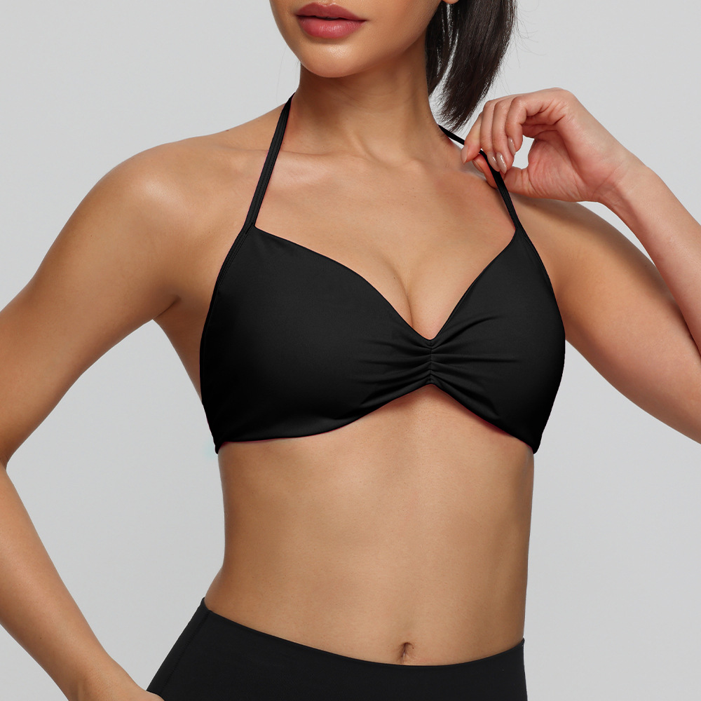 Europa y América Amazon nylon ropa interior de fitness sexy cintura delgada colgante bra deportivo desnudo chaleco de yoga rápido secado