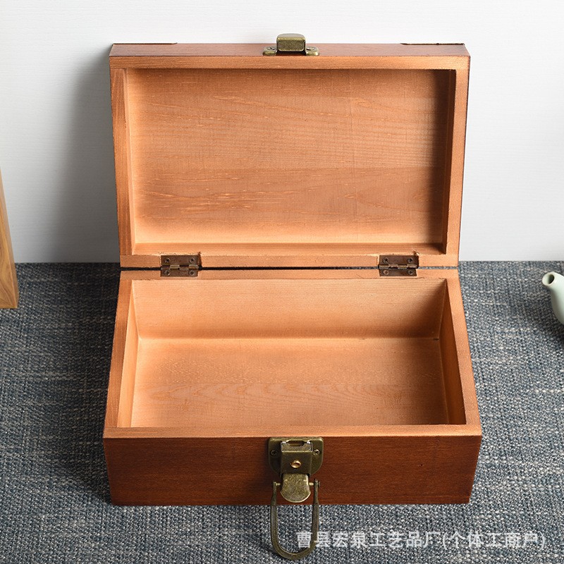 木制茶叶包装盒 复古收纳盒木盒可翻盖木质茶饼包装礼品盒 厂家
