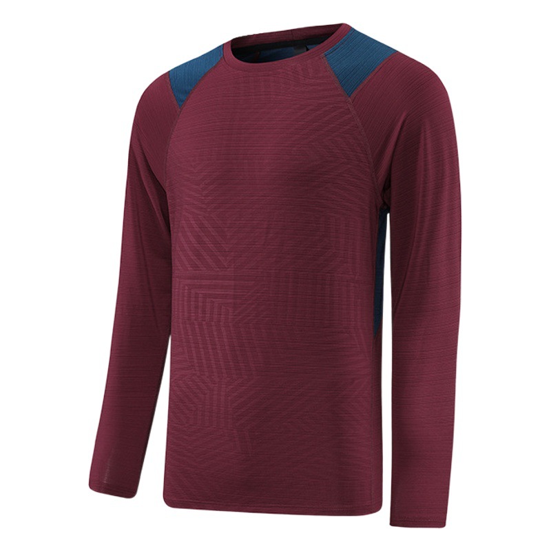 Primavera y otoño deportes de ocio al aire libre de los hombres de manga larga Camiseta de color de moda a juego cuello redondo suelta transpirable bottoming top en stock U