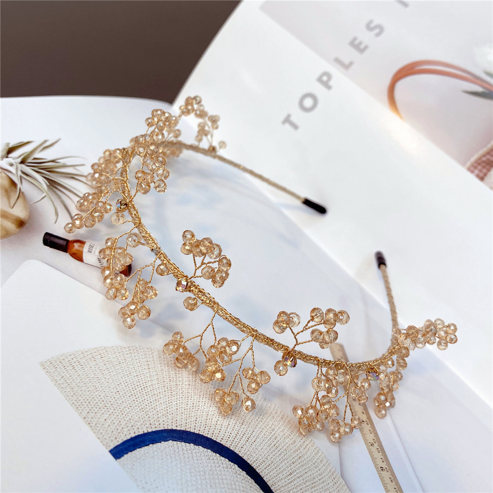 Korean Style Snowflake Imitation Crystal Diamond Gold Wire Headband display picture 8