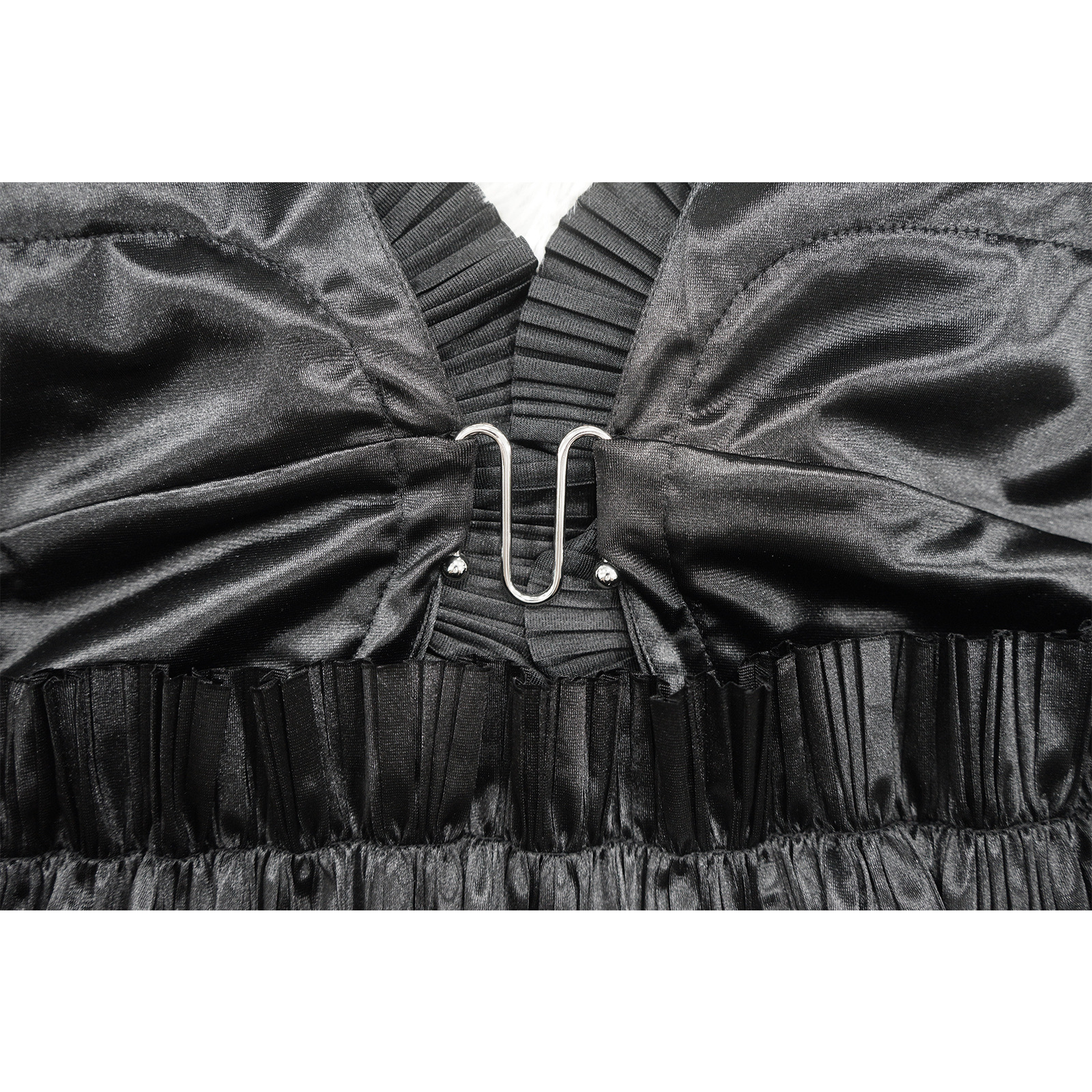 Women Wear Sleeveless Split Ruffled Pleated Skirt Set