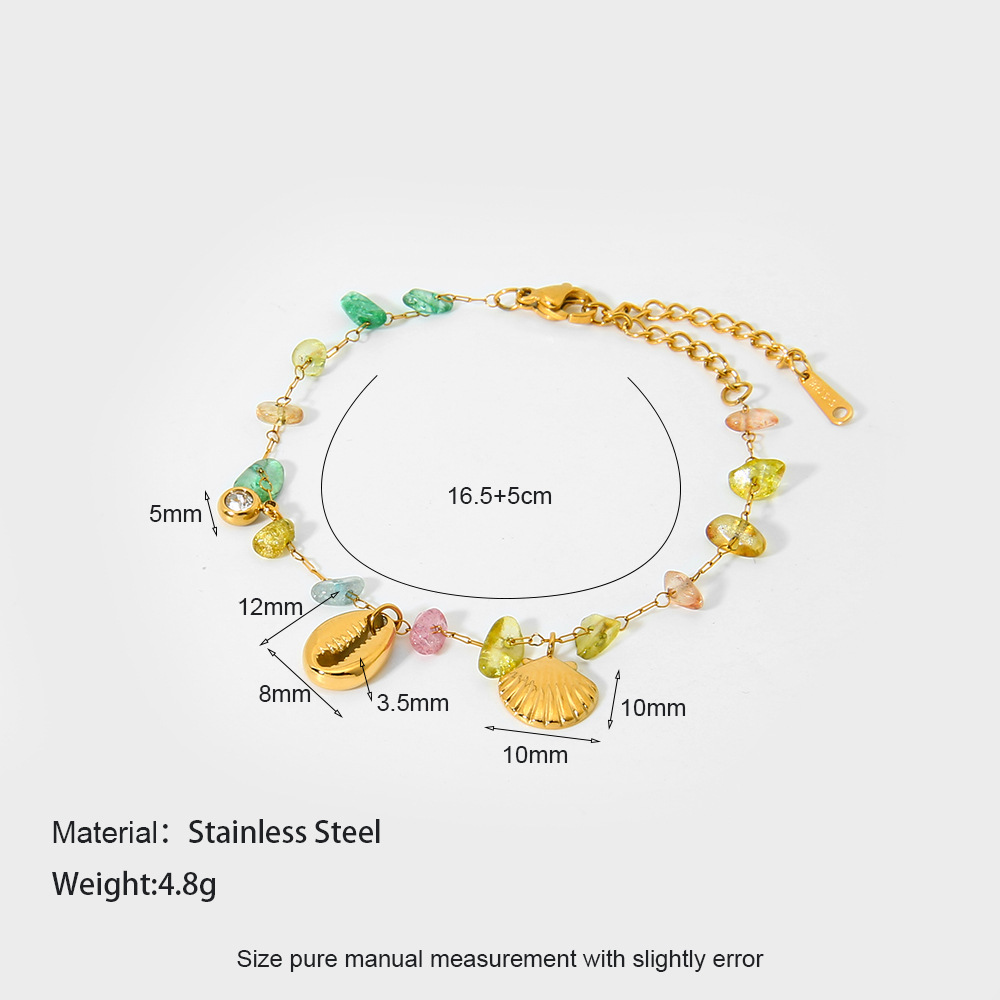 Ion Plating (IP) Gold Plating Process 18K Gold Plated, 18K Real Gold Plated Plating Material Wholesale Jewelry Fairy Style Marine Style Modern Style Starfish Shell 304 Stainless Steel Gravel 18K Gold Plated Plating Cable Chain Bracelets Necklace