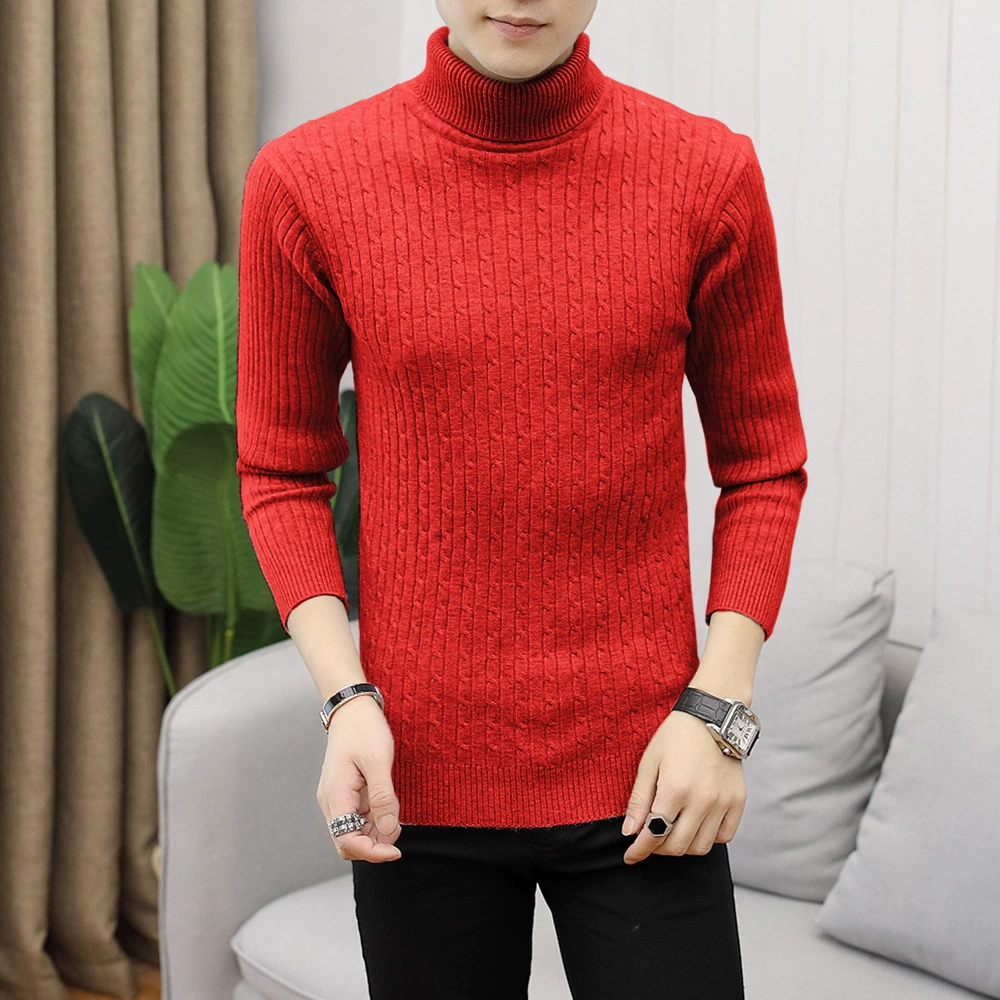 Демисезонный вязаный свитер, городской стиль, воротник-стойка, Slim Fit (2–2XL, múltiples цветов)