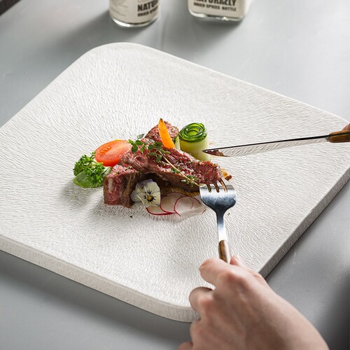 European square steak plate, Western food plate, personalized flat plate, high-end dish plate, creative light luxury ceramic tableware