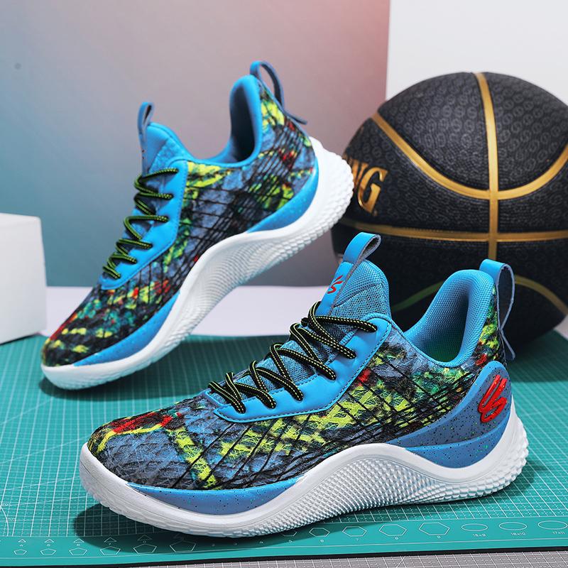 Curry 10 Generación de zapatillas de baloncesto zapatos de malla de los hombres y las mujeres Curry10 botas de combate de flujo de absorción de choque bajo-top zapatilla de deporte de combate