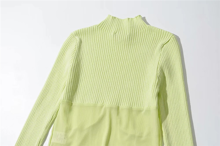 solid color mesh stitching knit sweater  NSLD33768