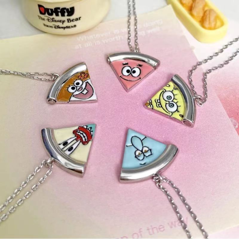 Sponge Baby Pie star Pizza stickers magnetic necklace niche new cute high-looking couple girlfriends gift