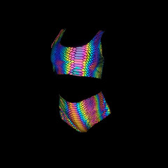 2022 New Snake Skin Glitter Reflective Bikini for Plus Size Women, High-Waisted Separate Swimwear Manufacturer, Cross-Border Swimwear