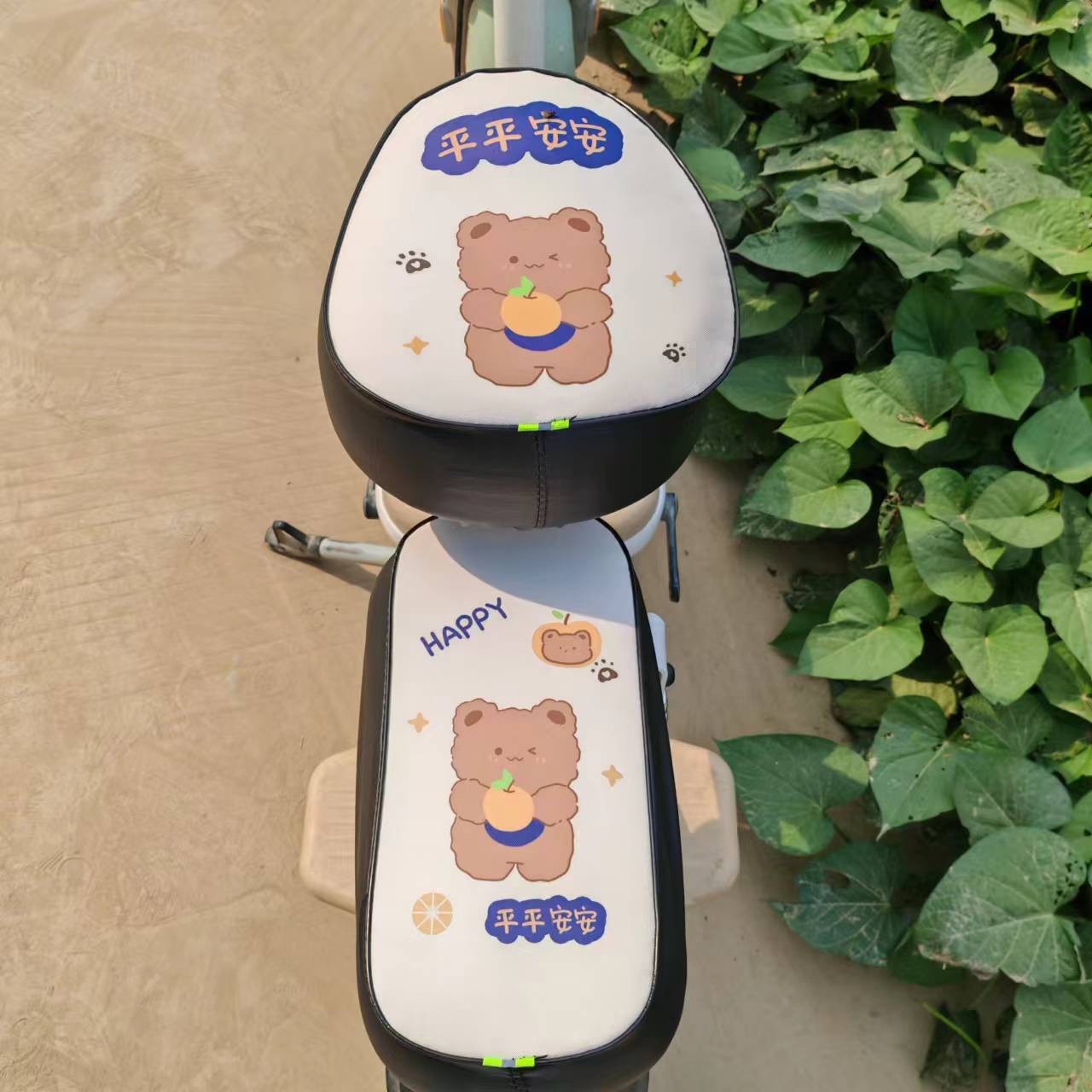 Electric Vehicle Seat Cover Waterproof and Sunproof Leather Cushion Cover for Electric Bicycles, Front and Rear Seats, Small Electric Scooter Trendy Elements