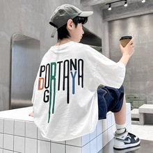 男童夏季短袖T恤2024新款夏装中大儿童男孩夏款韩版酷帅上衣潮牌t