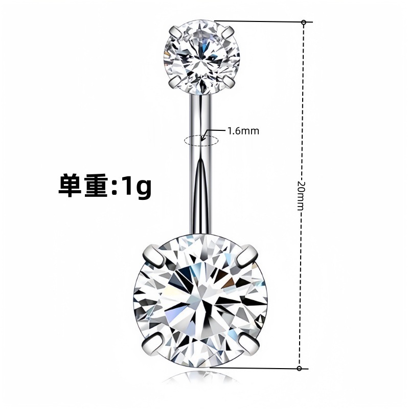 Stainless Steel Star Zircon Navel Ring Internally Threaded Belly Button Piercing Jewelry Wholesale detail image 5