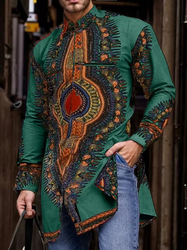 African Ethnic Style Men's Positioning Print Dashiki Casual Shirt Festival Long Sleeve Men's Shirt in Stock African Ethnic Style Men's Positioning Print Dashiki Casual Shirt Festival Long Sleeve Men's Shirt in Stock