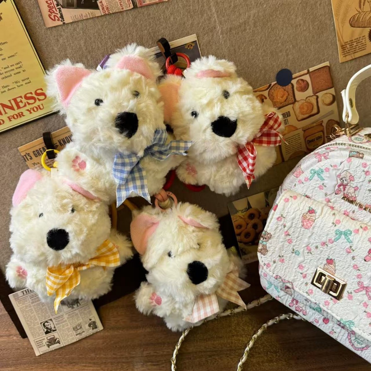 Nuevo West Highland colgante muñeca garabateado cachorro lindo muñeca mochila colgante creativo regalos para niños al por mayor