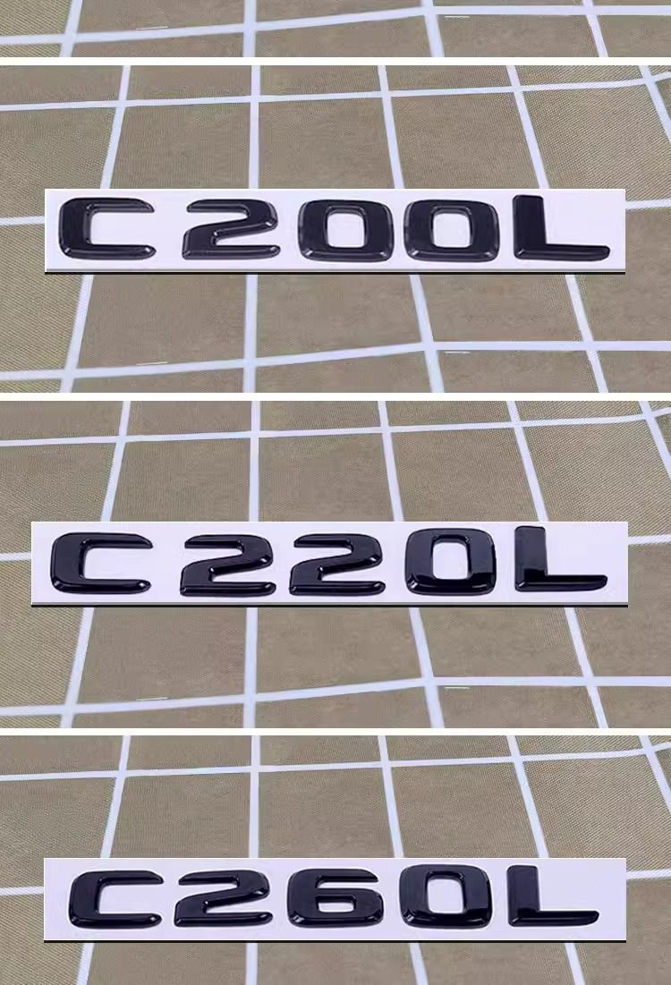 Mercedes-Benz black C-Class C43 C63S C180L C200 C220 C260L car emblem, AMG 4MATIC sticker
