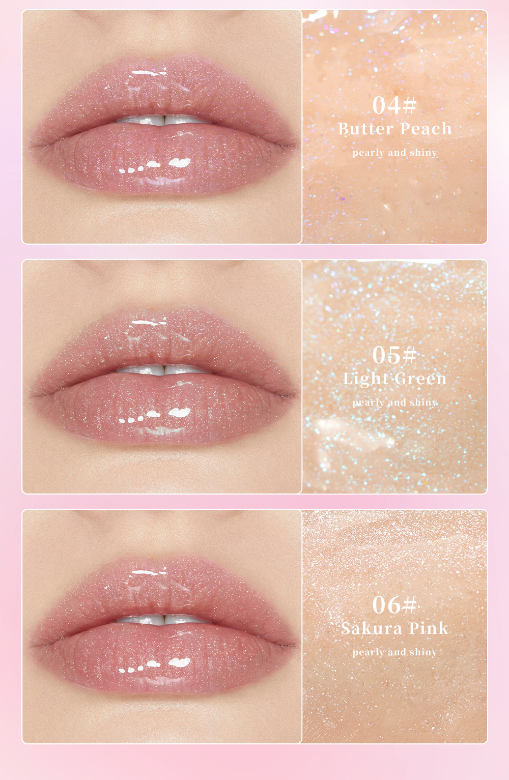 QIBEST Cross-border Mirror Pearlescent Lip Oil Moisturizes, hydrates, hydrates, softens, is transparent, natural and long-lasting, and prevents dry and chapping lips undefined