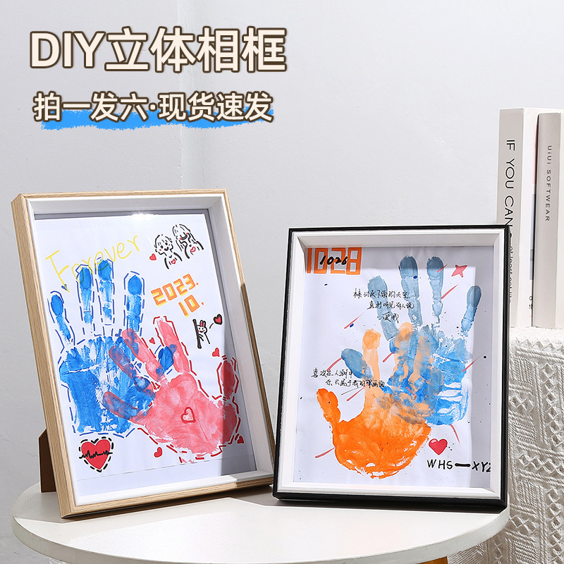 Handprint Photo Frame Wholesale Valentine's Day Gift for Boyfriend/Girlfriend Handmade DIY Palm Print Picture Frame Modern Minimalist Display Stand