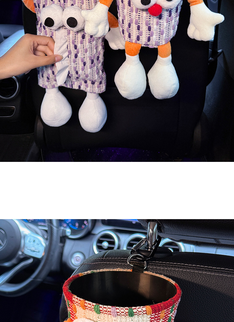Car Tissue Box, Cute Doll, Hands and Feet, Car Tissue Hanging Bag, High-End and Practical Car Armrest Box Tissue Box