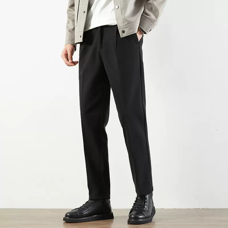 2025秋季加厚毛呢小西裤男式休闲裤商务西裤修身直筒裤子简约长