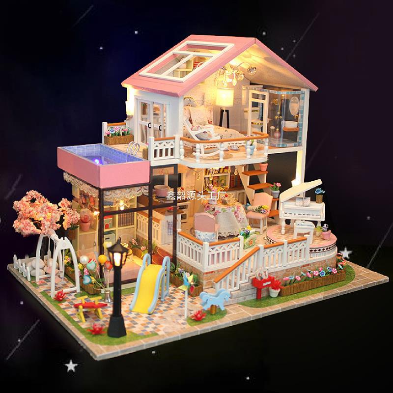 Diy Cabin House Sweet WorDs HanDmaDe 3D Stereo Puzzle Making House MoDel AssembleD BirthDay Gift for Women