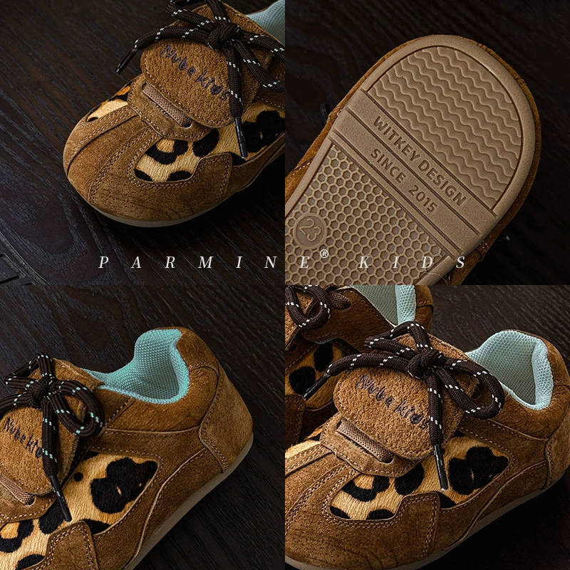 Sports shoes girl's, footwear for leisure, genuine leather, soft sole