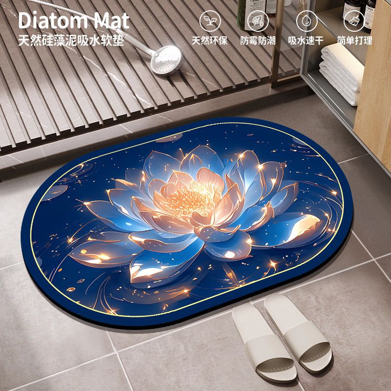 Al por mayor transfronterizo alfombra de baño absorbente de agua alfombra antideslizante de barro de diatomeas doméstica puerta de baño alfombra de suelo resistente al desgaste de secado rápido