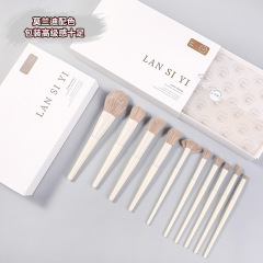 Lansyee Zero Degree 10-pcs Eyeshadow, Foundation, Blush, Contour, Powder, Concealer Brush Beginner Makeup Tools