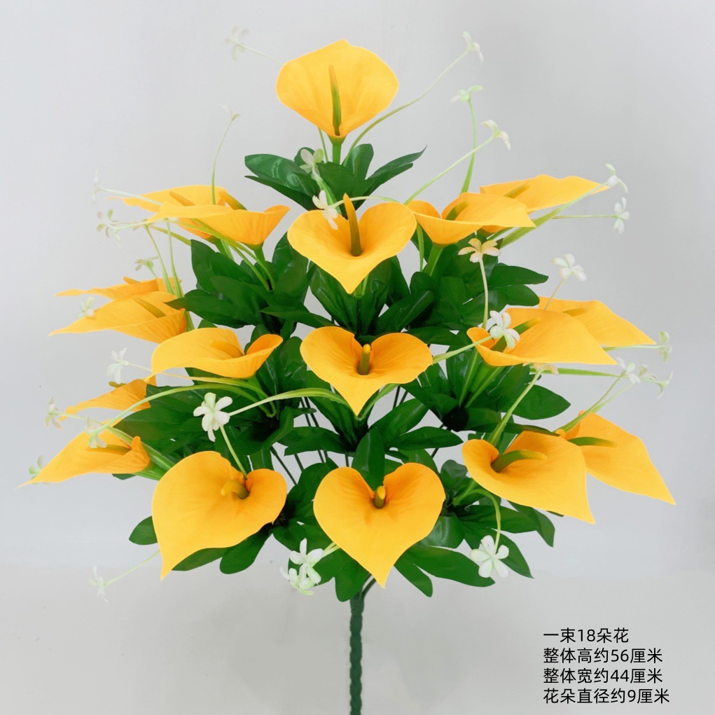 18 heads of matte cloth calla lilies, orange