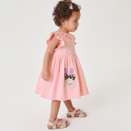 Little maven girls skirt summer new European and American children's clothing cute lace round neck cotton girls dress