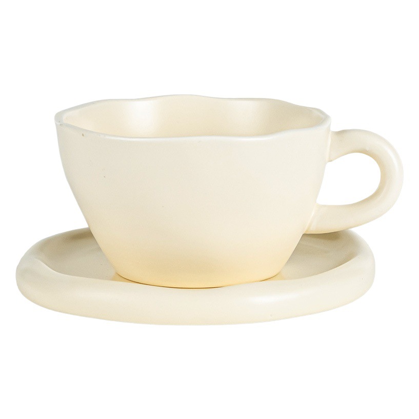 Taza y platillo emocionante ~ traje de estilo crema de cerámica taza de café flor taza de té desayuno exquisito té de la tarde