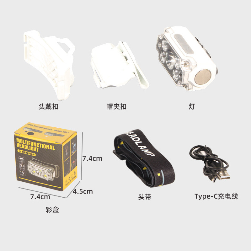 Luz transfronteriza multifuncional al aire libre luz de pesca luz de cabeza de luz de litio de larga duración luz de luz de cabeza