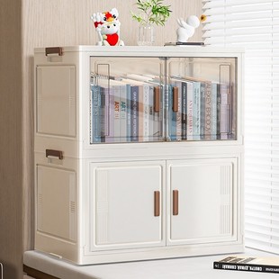 Installation-Free Wheeled Bay Window Storage Cabinet to Organize Baby Toy Storage Box Multi-Layer Double-Door Snack Storage Cabinet