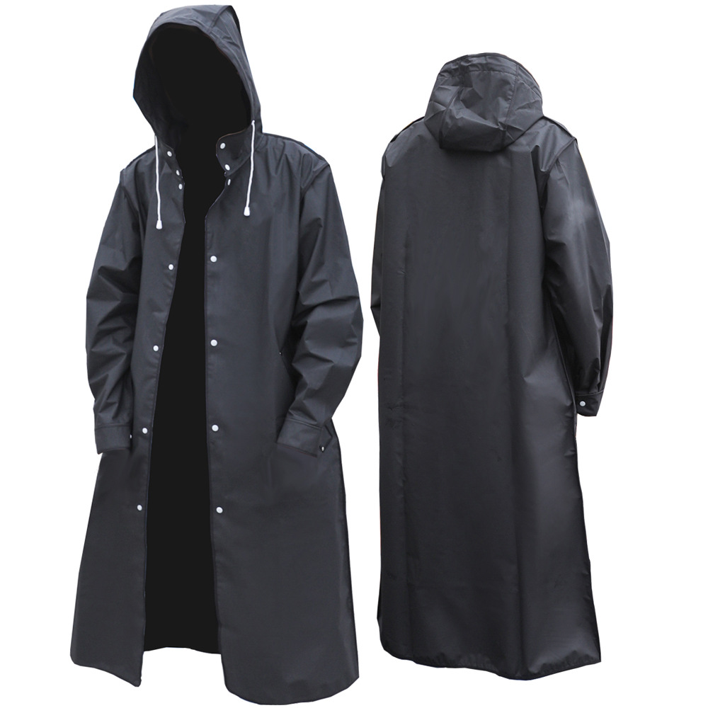 Impermeable Largo con Capucha de PEVA Reutilizable para Senderismo y Viajes