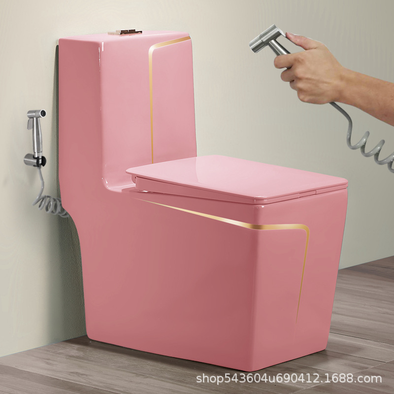 Nuevo inodoro moderno color hogar ordinario inodoro de cerámica luz lujo ins Rosa inodoro image 14