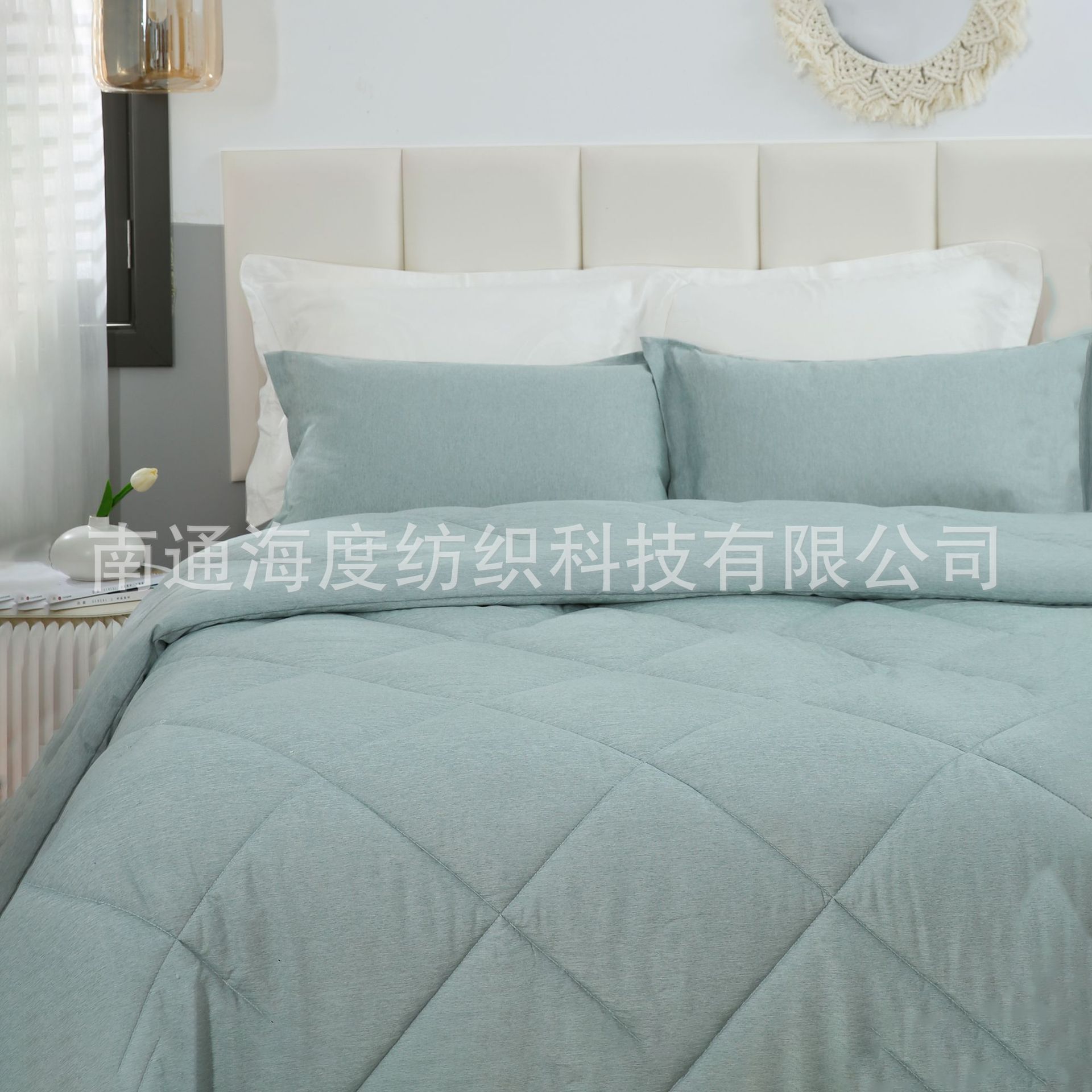 跨境家纺亚马逊三件套阳离子磨毛绗缝胖被套件被芯 枕套 床上用品