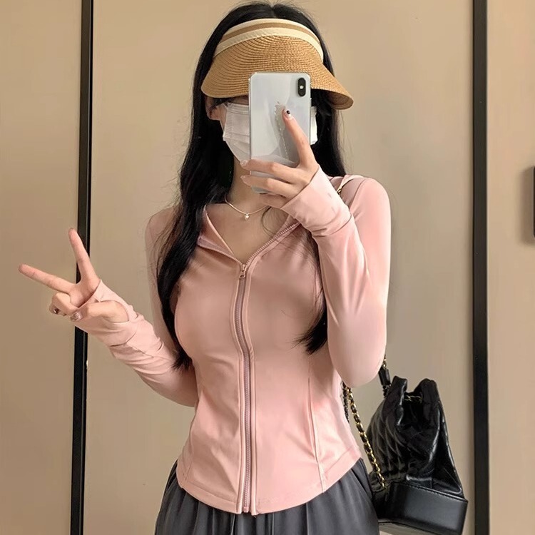 Ice Silk Slim-fit Sun Protection Clothing Women's 2024 Summer New Anti-ultraviolet Breathable Yoga Clothing Blouse Sun Protection Clothing Jacket