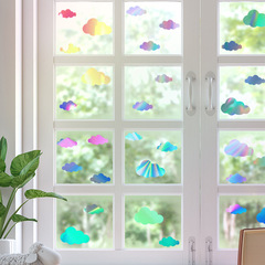 新款PET 鐳射膜反光炫彩精雕牆貼 DIY雲朵組合玻璃牆壁貼紙 LS006