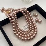 香槟色珍珠项链女轻奢小众复古气质秋冬毛衣链大气高档颈链配饰品