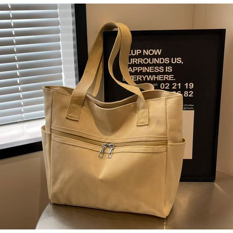 Canvas 2026 Trendy Fashion New Large-Capacity Multi-Functional Shopping Bag Simple One-Shoulder Handbag Women's New Style