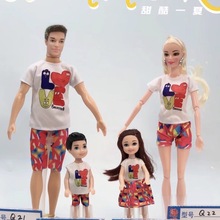 11寸29-30cm情侣家庭装巴比娃娃衣服套装换装大人小孩女孩玩具