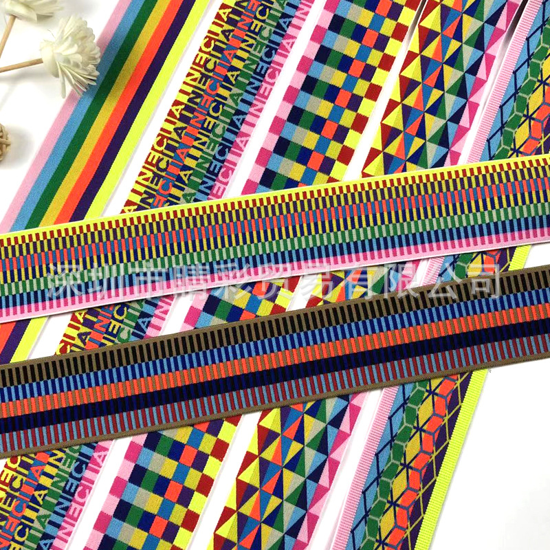 Banda elástica de color de nylon directo de fábrica estilo étnico jacquard banda elástica accesorios de ropa banda elástica banda de Goma elástica