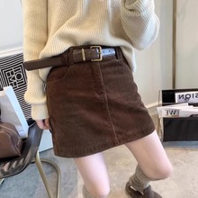 韩版灯芯绒半身裙女秋冬2025新款高腰显瘦小个子时尚百搭包臀短裙