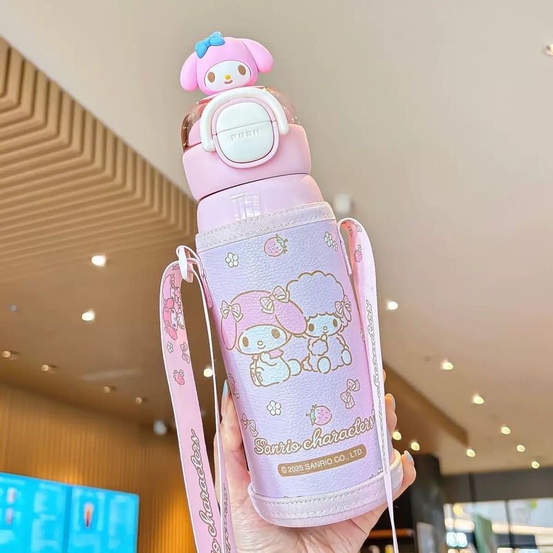 クロミ子供用魔法瓶カップ、通学女子用、ランドセルに収納可能、ダブルドリンクカップ、2025年新作ストローウォーターカップ|undefined