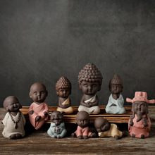 紫砂如来小和尚茶宠批发花宠摆件茶玩车载茶盘多肉花盆装饰品代发