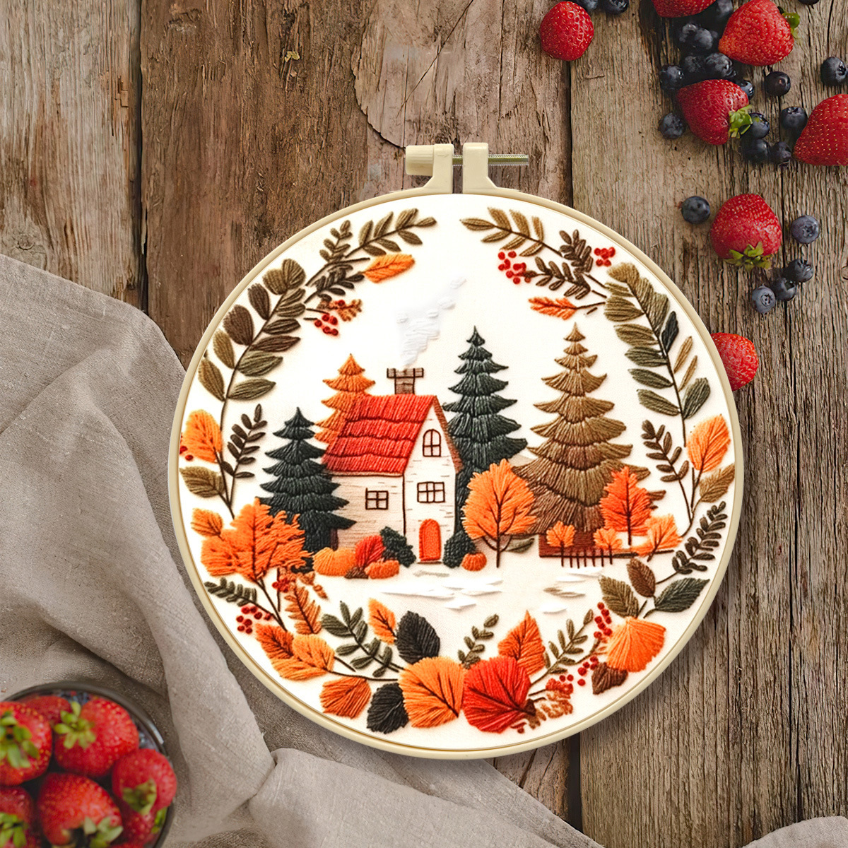 Nuevo Kit de Bordado Transfronterizo de Otoño, Paisaje Bosque Encantador, Material para Principiantes, Fabricante de Bordados, Venta al por Mayor