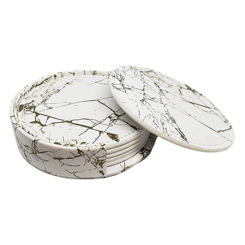Круглые кожаные подставки кожаные подставки PU премиум-класса теплоизоляционные коврики заводские прямые продажи 10cm трансграничные кожаные коврики