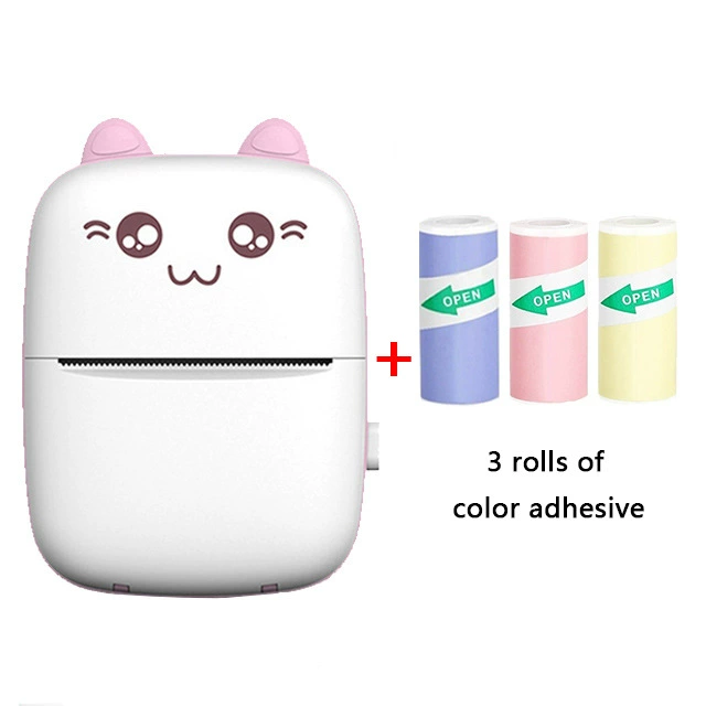 Handheld Photo Printer Mini Portable Thermal Printer, Cute Cat Design, Models A8C/C19/C25