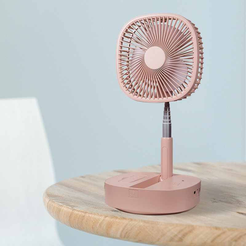 Ventilador plegable telescópico de 8 pulgadas sacude la cabeza, carga USB, ventilador de piso de escritorio portátil, temporizador remoto, silencioso al aire libre