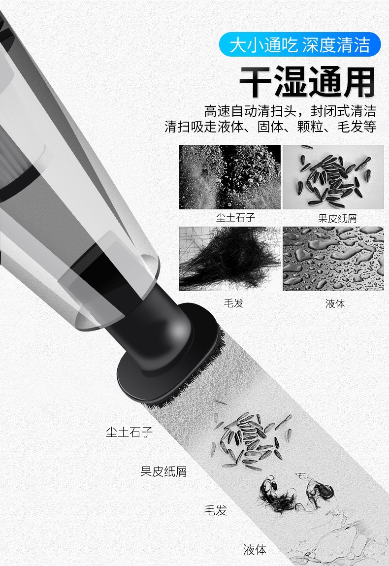 Car Vacuum Cleaner, Rechargeable Wireless Vacuum Cleaner, Dual-Purpose Dry and Wet Vacuum Cleaner for Car and Home, High-Power USB Vacuum Cleaner